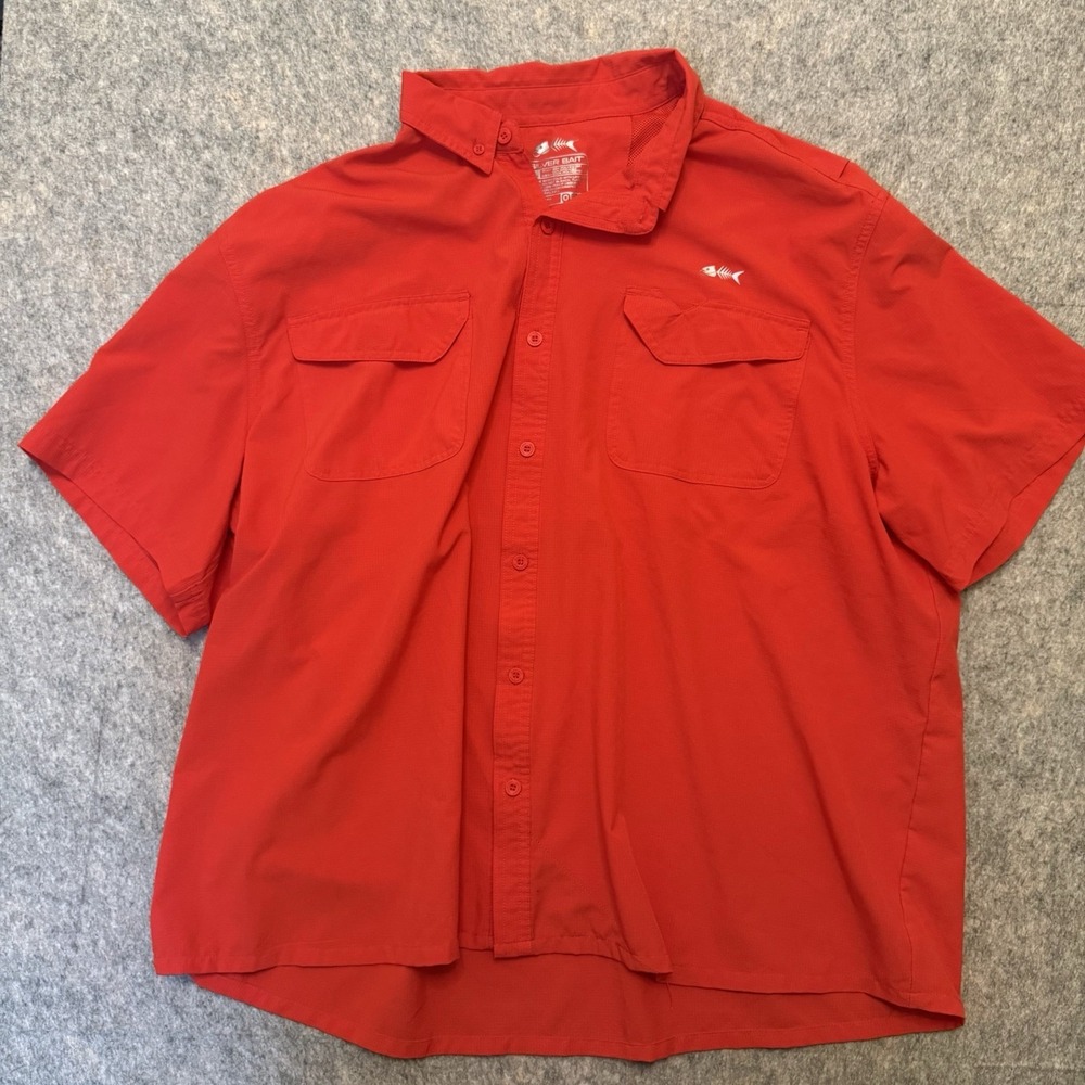 Silver Bait Mens 3XL Fishing Shirt Red Short Sleeve Vented Performance Outdoor